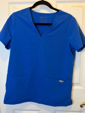 FIGS Technical Collection Women's V-Neck Scrub Top in Royal Blue